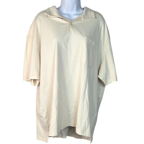 American Eagle Mens Relaxed Fit Pale Beige Polo Shirt XL NWT - Picture 1 of 8